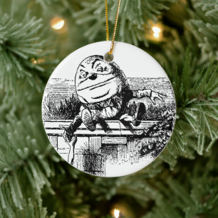 Vintage Alice im Wunderland, Humpty Dumpty auf der Keramikornament