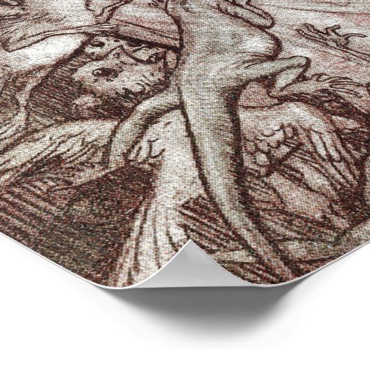 Vintage Alice im Wunderland Illustration Poster (Ecke)