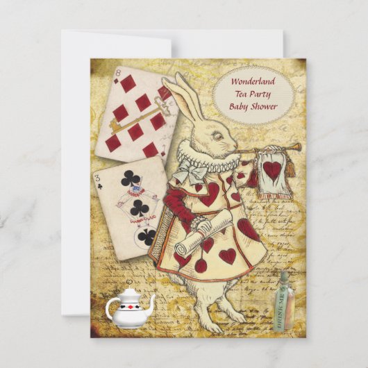 Vintage Alice im Wunderland-Kaninchen-Baby-Dusche Einladung (Vorderseite)