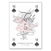 Vintage Alice im Wunderland Kaninchenspielkarte Tischnummer (Rückseite)
