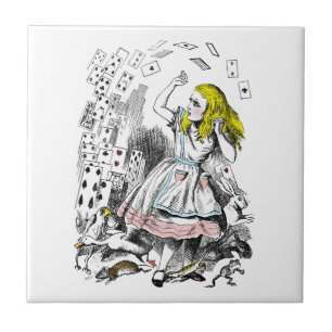 Vintage-Alice-im-Wunderland-Kartenspiel Fliese