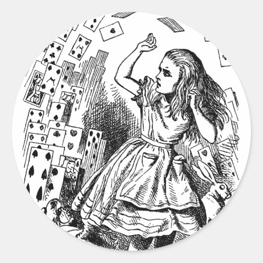 Vintage Alice im Wunderland, Kartenspielen Runder Aufkleber (Vorderseite)