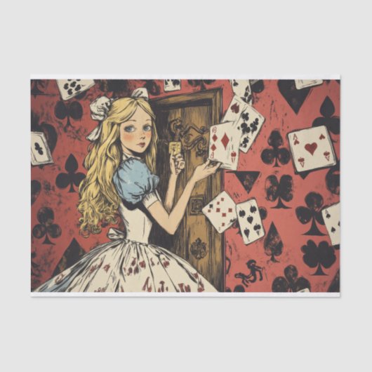 Vintage Alice im Wunderland Kartenspielen Seidenpapier (Vorderseite)