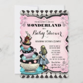 Vintage Alice im Wunderland Kinderdusche Einladung (Vorderseite)