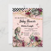 Vintage Alice im Wunderland Kinderdusche Einladung (Vorderseite)