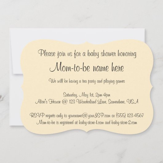 Vintage Alice im Wunderland Kinderdusche Einladung (Rückseite)