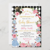 Vintage Alice im Wunderland Kinderdusche Einladung (Vorderseite)