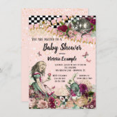 Vintage Alice im Wunderland Kinderdusche Einladung (Vorne/Hinten)