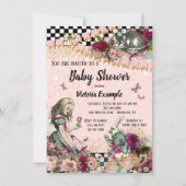 Vintage Alice im Wunderland Kinderdusche Einladung (Vorderseite)