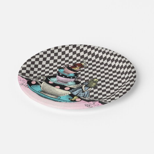 Vintage Alice im Wunderland Kinderdusche Pappteller (Schrägansicht)