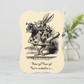 Vintage Alice im Wunderland Kinderdusche Party Einladung (Stehend Vorderseite)