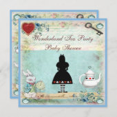 Vintage Alice im Wunderland Kinderdusche Tee Party Einladung (Vorne/Hinten)