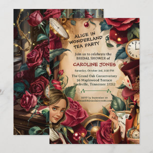 Vintage-Alice-im-Wunderland-Mad-Hatter-Party Einladung