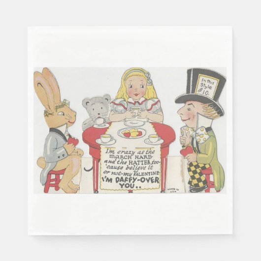 Vintage Alice im Wunderland Mad Tea Party Serviette (Vorderseite)