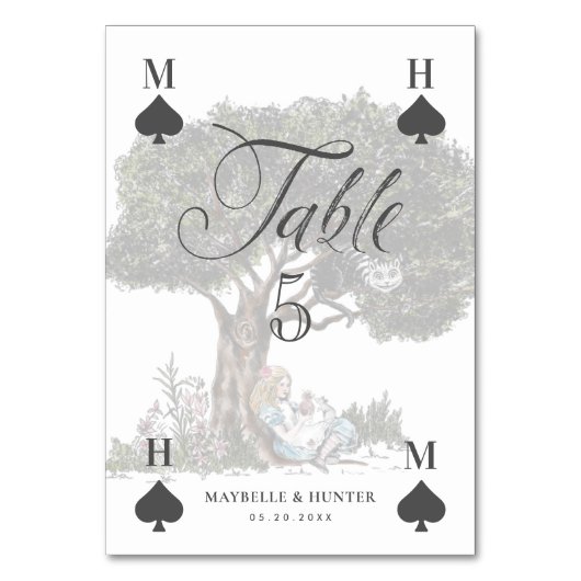 Vintage Alice im Wunderland Märchenspielkarte Tischnummer (Rückseite)
