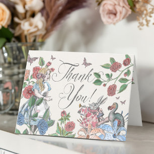 Vintage Alice im Wunderland Märchenzeichen Dankeskarte