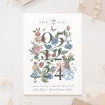 Vintage Alice im Wunderland Messe Storybook Save The Date<br><div class="desc">Lassen Sie Ihren Gast Ihre Kalender für Ihr sehr wichtiges Datum markieren, mit unserer wunderschön gestalteten Vintagen Hochzeit zum Thema Alice im Wunderland sparen Sie das Datum. Ideal für eine Hochzeit zum Thema Alice im Wunderland. Wir haben die ikonische Alice im Wunderland mit Vintagen Alice im Wunderland-Illustrationen sorgfältig durch Handskizzen...</div>