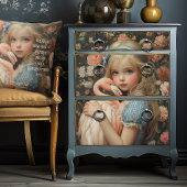 Vintage Alice im Wunderland mit rosa Flamingo Kissen