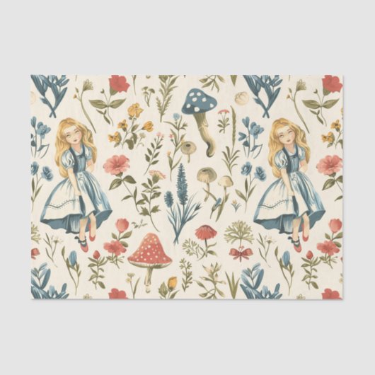 Vintage Alice im Wunderland Mushroom-Dekoupage Seidenpapier (Vorderseite)