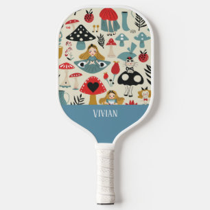 Vintage Alice im Wunderland Nahtloses Muster Pickleball Schläger