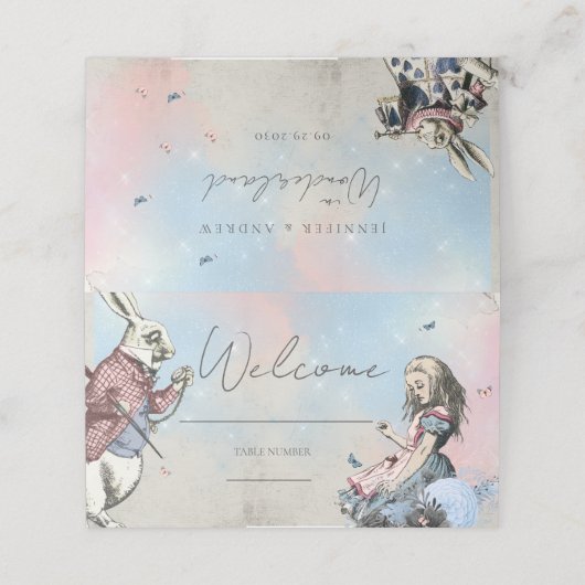 Vintage Alice im Wunderland Platzkarte (Außenseite Aufgefaltet)