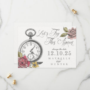 Vintage Alice im Wunderland Pocket Watch & Florals Save The Date