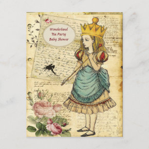 Vintage-Alice-im-Wunderland-Prinzessin-Baby-Party Einladung