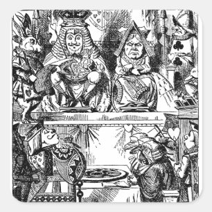 Vintage Alice im Wunderland, Prozess der Herzkönig Quadratischer Aufkleber