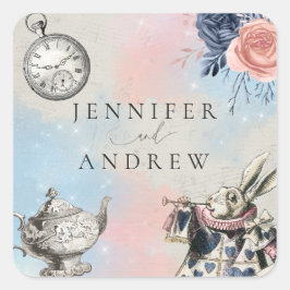 Vintage Alice im Wunderland Quadratischer Aufkleber