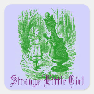 Vintage Alice im Wunderland Quadratischer Aufkleber