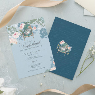 Vintage Alice im Wunderland rosa Rosen Geburtstag Einladung