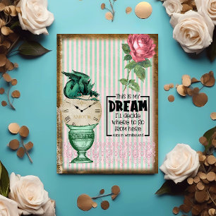 Vintage-Alice-im-Wunderland-Rose-Greif-Zitat Mitteilungskarte