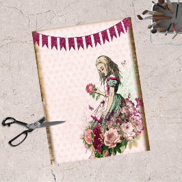 Vintage Alice im Wunderland Rose Seidenpapier