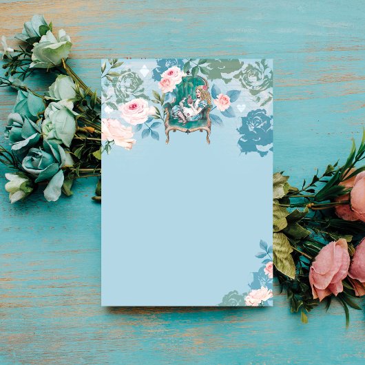 Vintage Alice im Wunderland Rosendekoupage Post-it Klebezettel