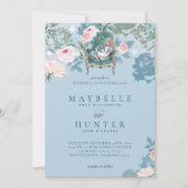 Vintage Alice im Wunderland Rosenhochzeit Einladung (Vorderseite)