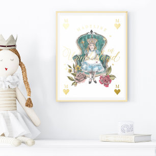 Vintage-Alice-im-Wunderland-Royal-Queen-Blumen Foliendrucke