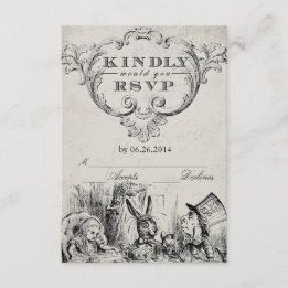 Vintage-Alice-im-Wunderland-RSVP-Karten RSVP Karte