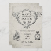 Vintage Alice im Wunderland Save the Date (Vorne/Hinten)