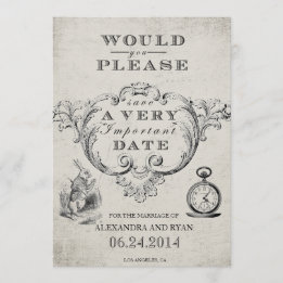 Vintage Alice im Wunderland Save the Date