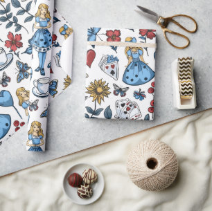 Vintage-Alice-im-Wunderland-Spielkarte-Decoupage Geschenkpapier