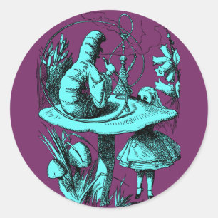 Vintage Alice im Wunderland Tausendfüßler Runder Aufkleber