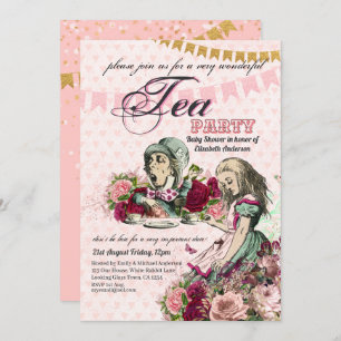 Vintage Alice im Wunderland Tee Party BABY SHOWER Einladung