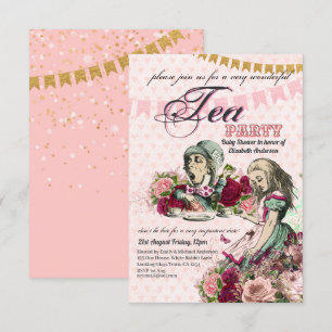 Vintage Alice im Wunderland Tee Party Benutzerdefi Einladung