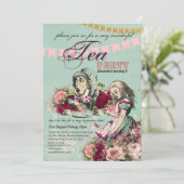 Vintage Alice im Wunderland Tee Party Benutzerdefi Einladung (Stehend Vorderseite)