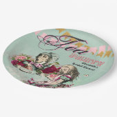 Vintage Alice im Wunderland Tee Party Benutzerdefi Pappteller (Schrägansicht)