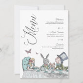 Vintage Alice im Wunderland Tee Party Menü Einladung (Vorderseite)