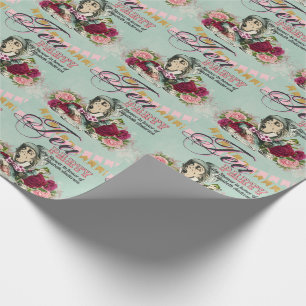 Vintage-Alice-im-Wunderland-Teeparty-BABY-SHOWER Geschenkpapier
