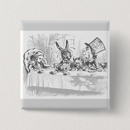 Vintage-Alice-im-Wunderland-Teeparty-Button-Pin Button (Vorderseite)