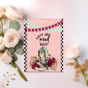 Vintage-Alice-im-Wunderland-Teeparty-des-verrückte Mitteilungskarte