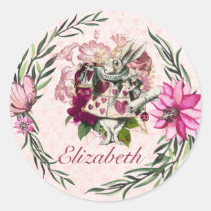 Vintage-Alice-im-Wunderland-Teeparty-individuelle- Runder Aufkleber